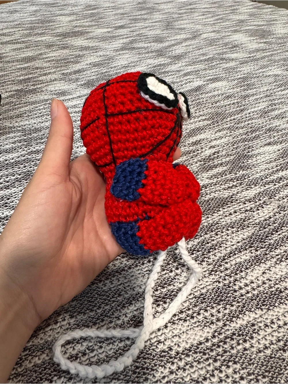 Handmade Red Crochet Superhero Doll - Home Accent